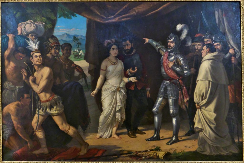 Hernan Cortes y los embajadores de Moctezuma Abril